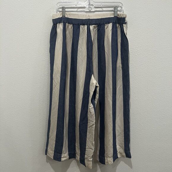 Madewell Huston Pants Womens Sz L Linen Blend Nautical Pocket Wide Leg Cropped - Picture 3 of 8